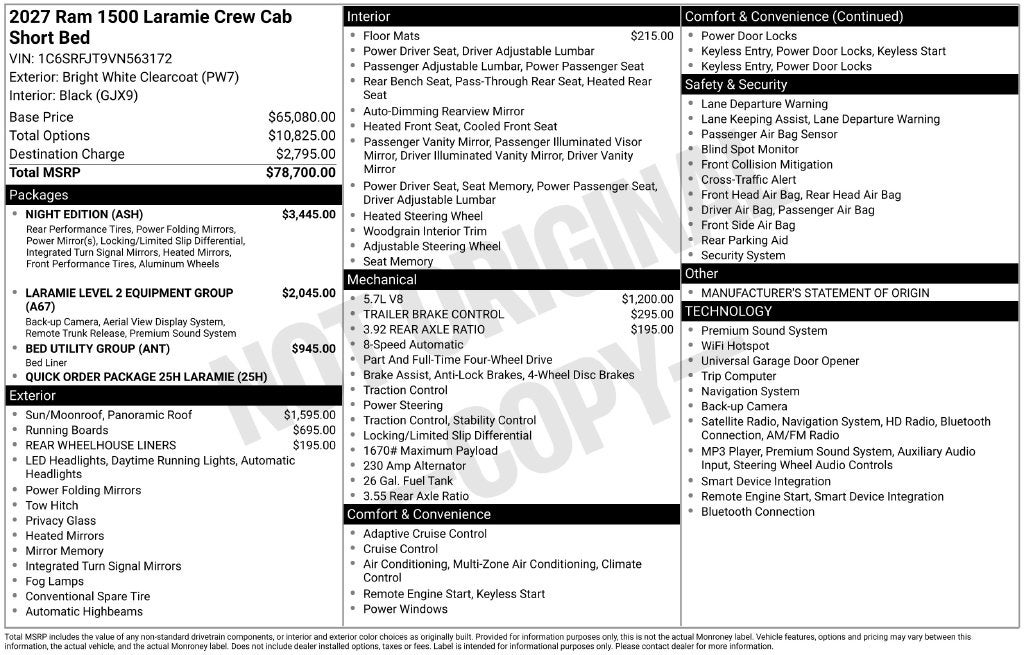 2027 RAM 1500 Laramie 4D Crew Cab