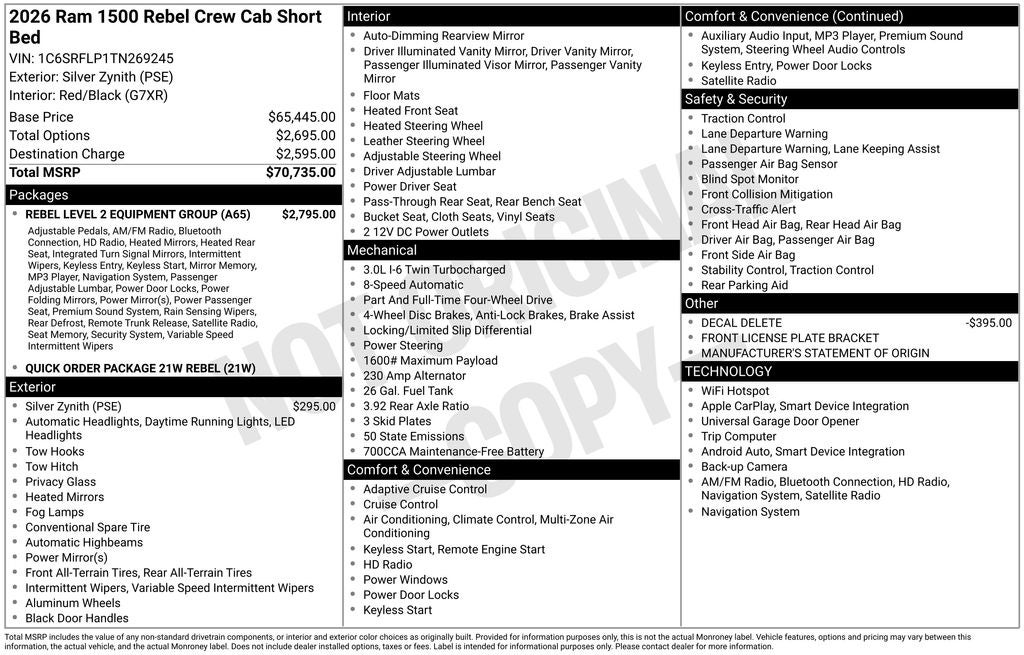2026 RAM 1500 Rebel 4D Crew Cab