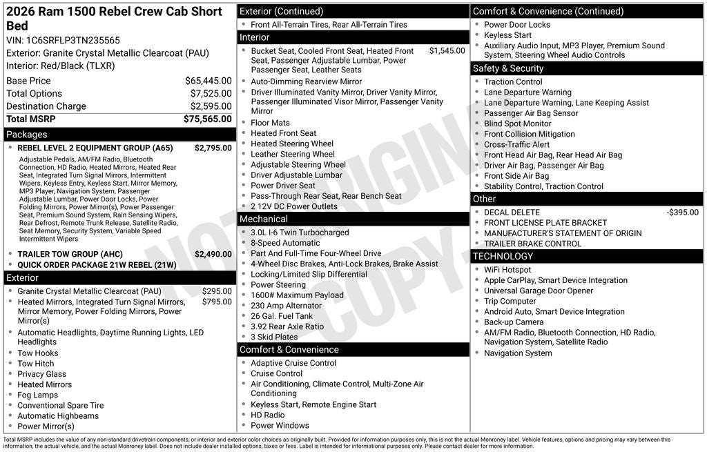 2026 RAM 1500 Rebel 4D Crew Cab