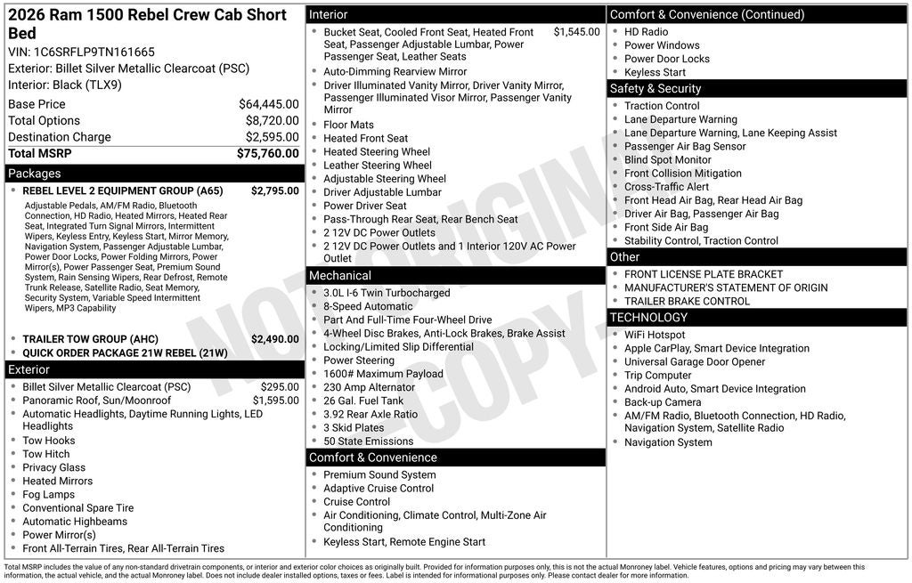 2026 RAM 1500 Rebel 4D Crew Cab