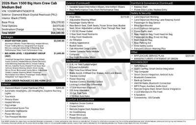 2026 RAM 1500 Big Horn/Lone Star 4D Crew Cab