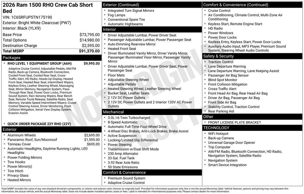 2026 RAM 1500 RHO 4D Crew Cab