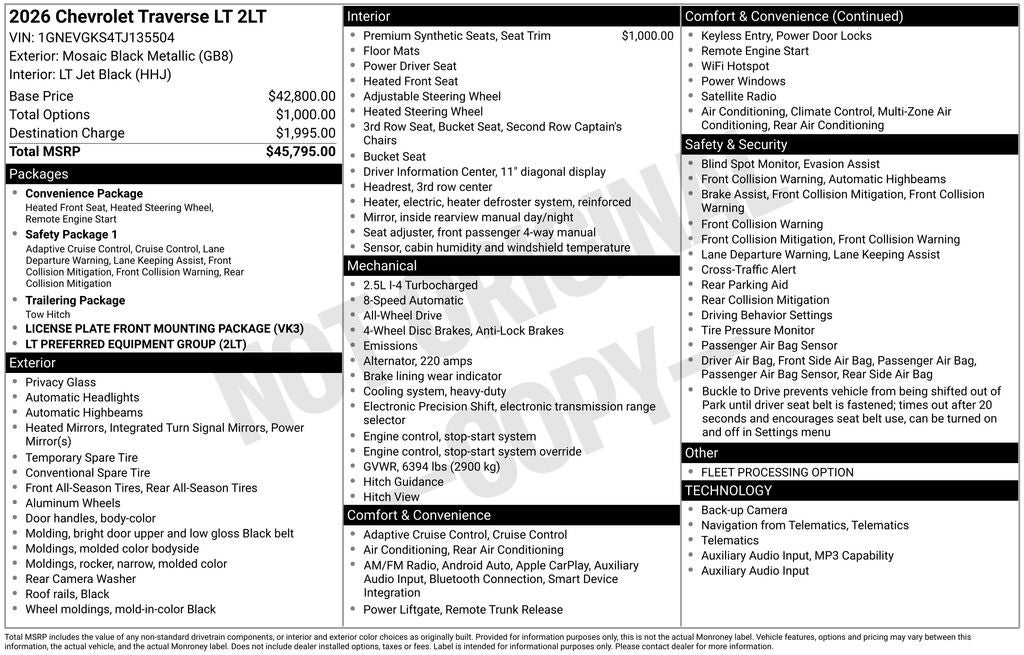 2026 Chevrolet Traverse LT 2LT