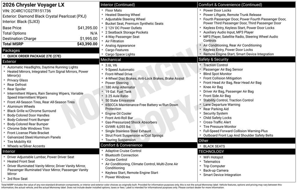 2026 Chrysler Voyager LX