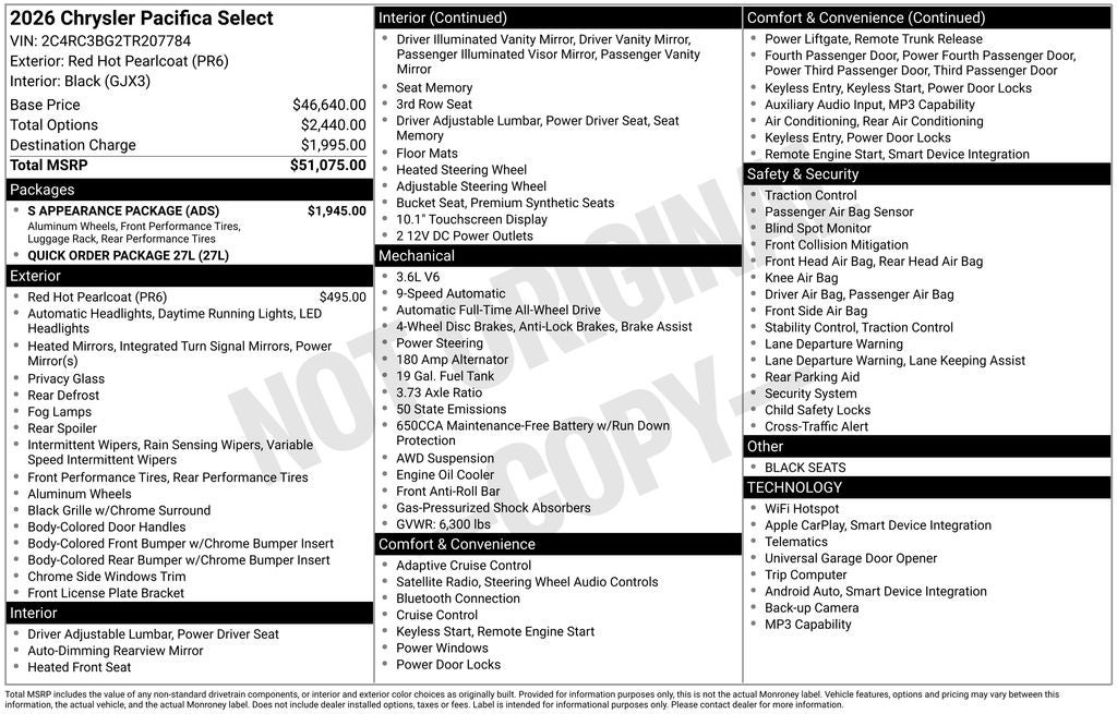 2026 Chrysler Pacifica Select