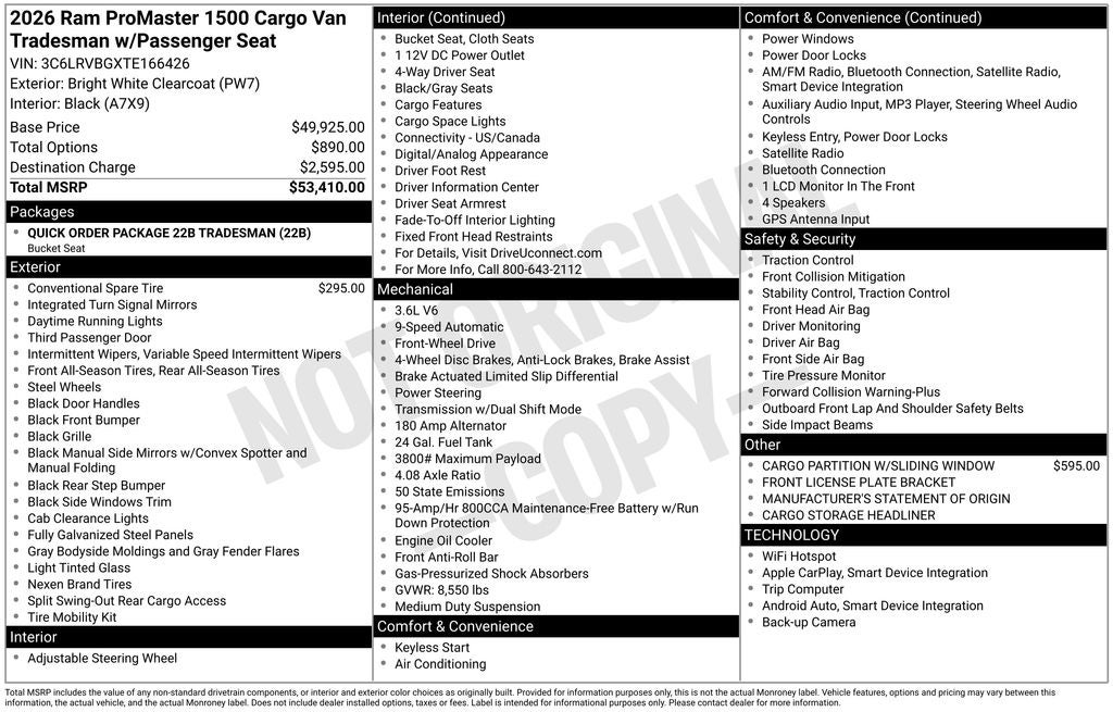 2026 RAM ProMaster 1500 Base
