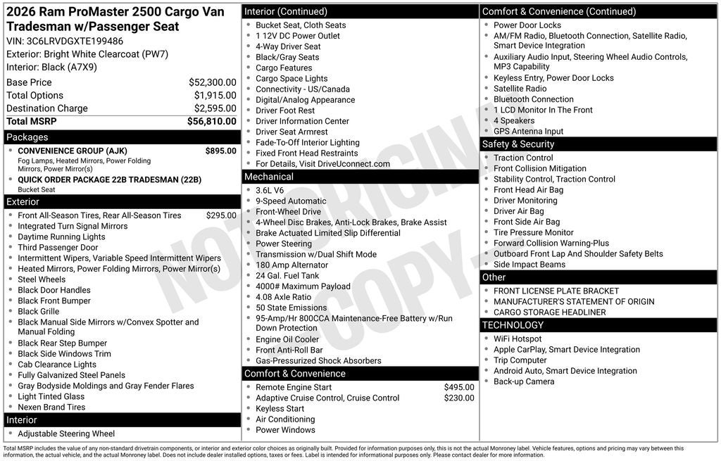 2026 RAM ProMaster 2500 High Roof