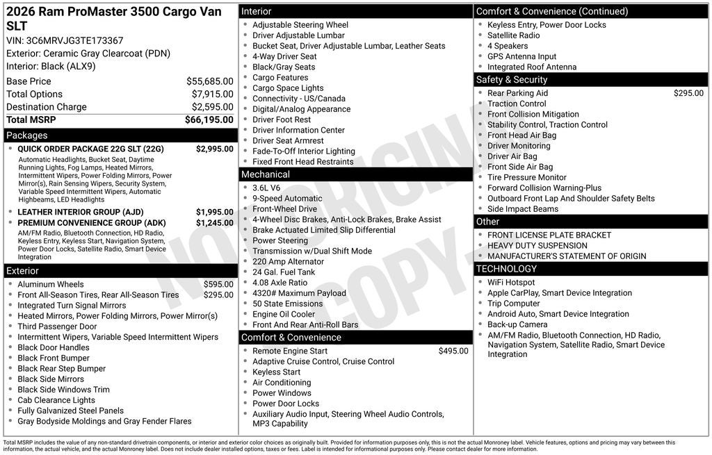 2026 RAM ProMaster 3500 High Roof