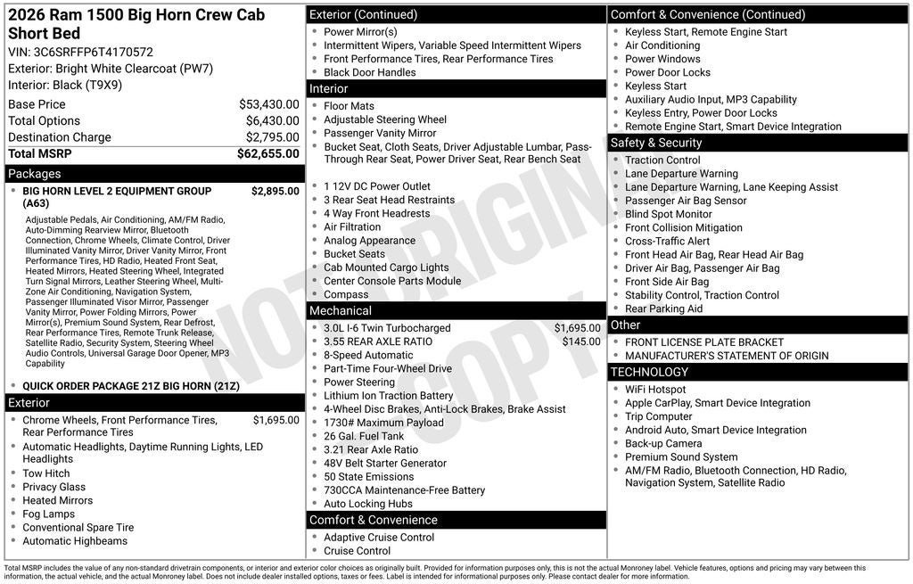 2026 RAM 1500 Big Horn/Lone Star 4D Crew Cab