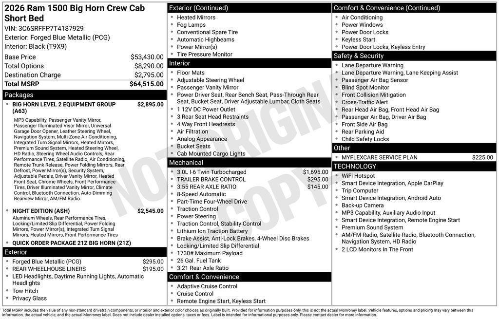 2026 RAM 1500 Big Horn/Lone Star 4D Crew Cab