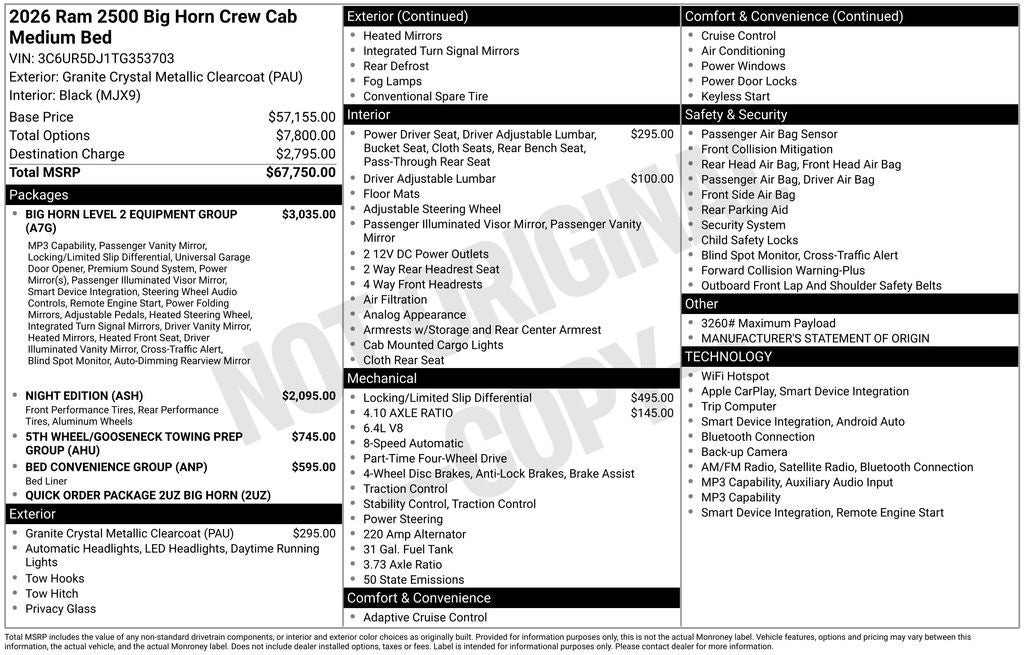 2026 RAM 2500 Big Horn