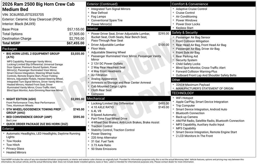 2026 RAM 2500 Big Horn