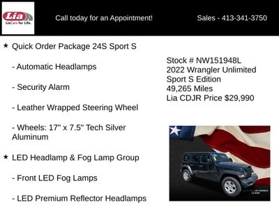2022 Jeep Wrangler Unlimited Sport S