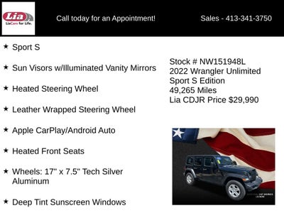 2022 Jeep Wrangler Unlimited Sport S