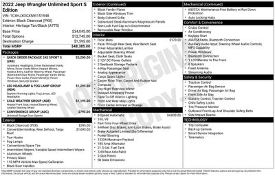 2022 Jeep Wrangler Unlimited Sport S