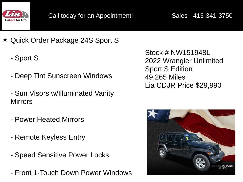 2022 Jeep Wrangler Unlimited Sport S