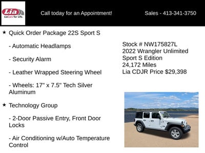 2022 Jeep Wrangler Unlimited Sport S