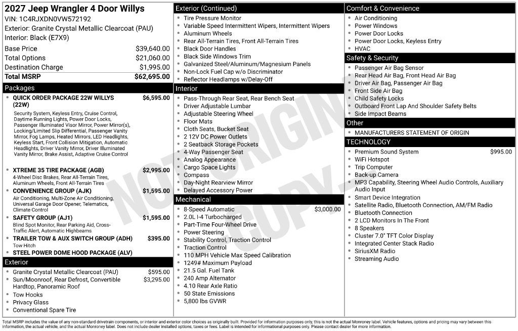 2027 Jeep Wrangler Willys