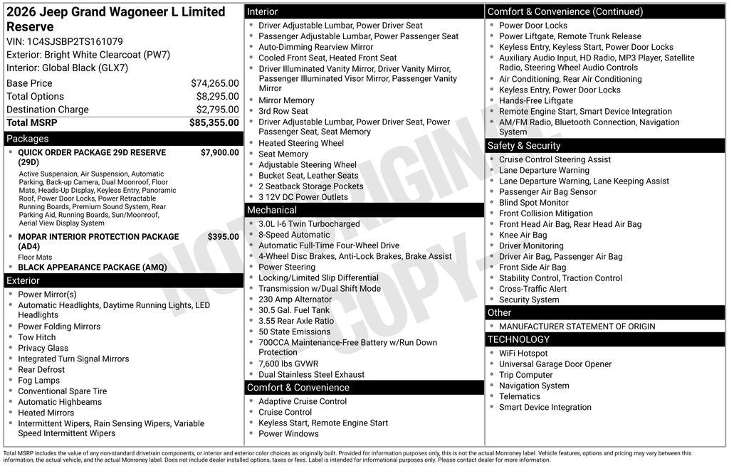 2026 Jeep Grand Wagoneer L Limited Reserve