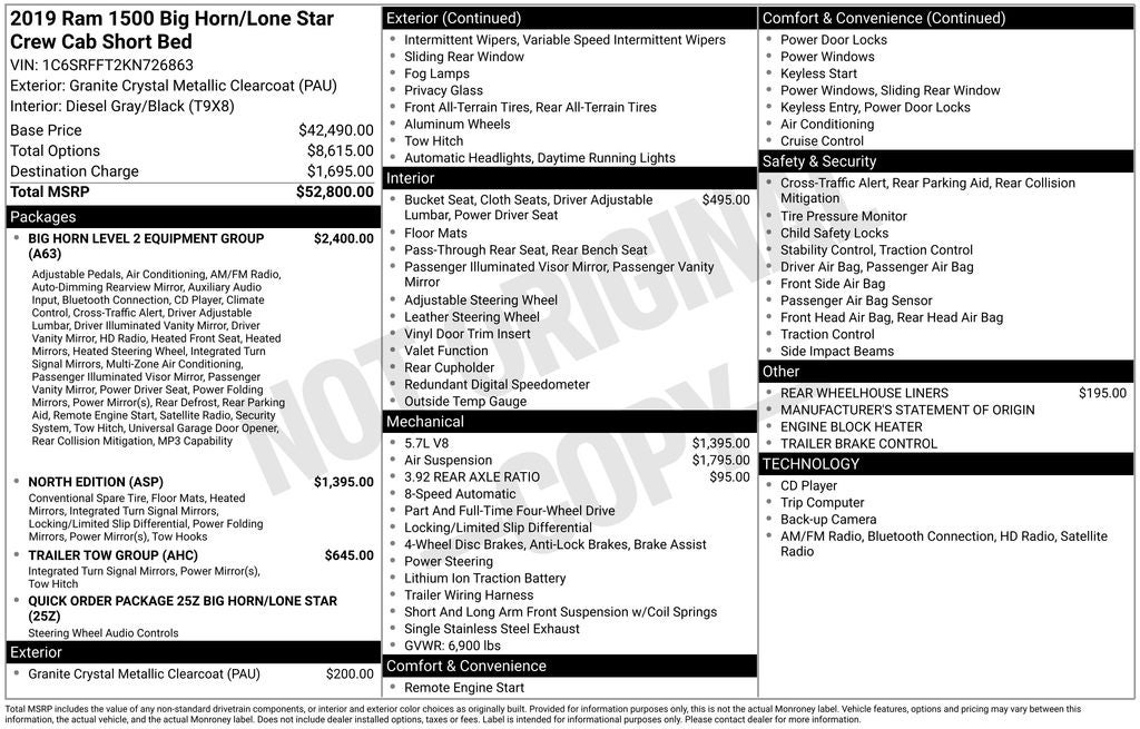 2019 RAM 1500 Big Horn/Lone Star
