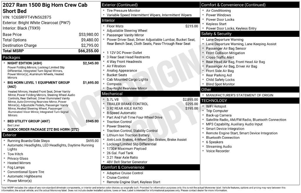 2027 RAM 1500 Big Horn/Lone Star
