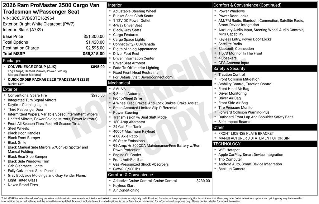 2026 RAM ProMaster 2500 High Roof