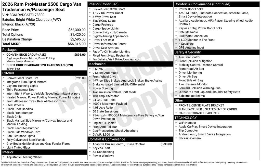 2026 RAM ProMaster 2500 High Roof