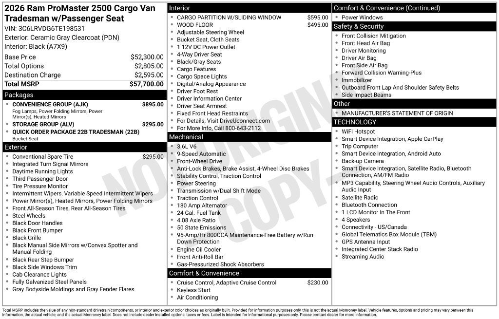 2026 RAM ProMaster 2500 High Roof
