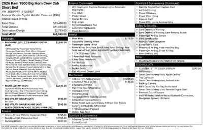 2026 RAM 1500 Big Horn/Lone Star