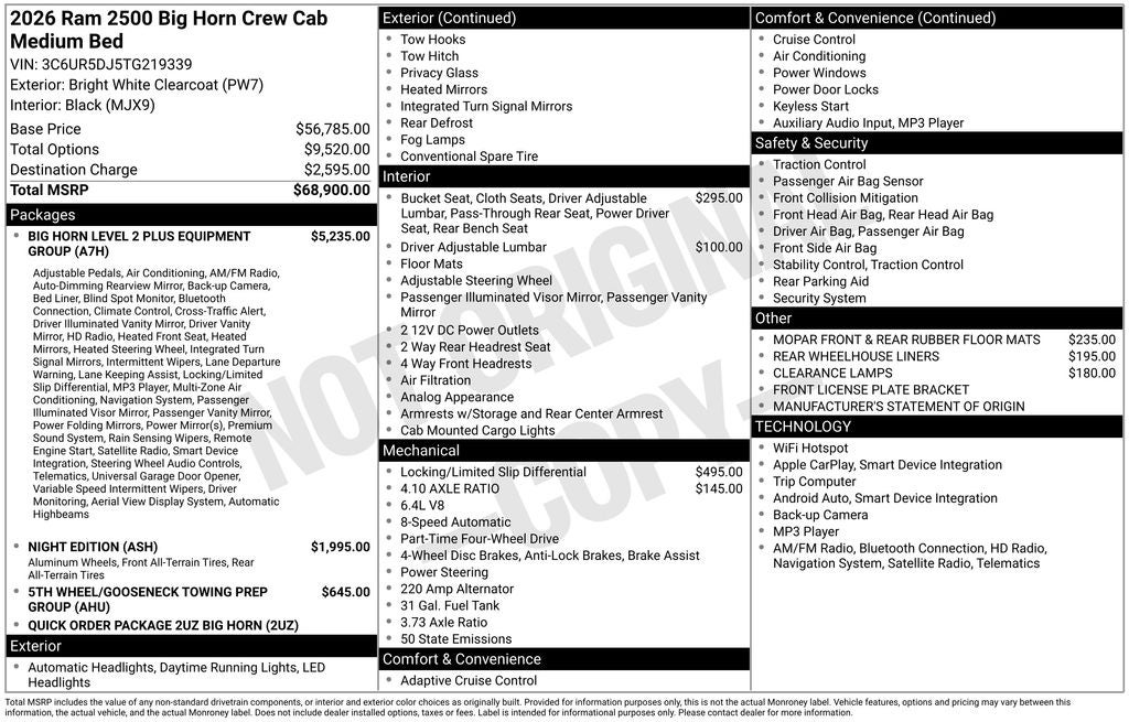 2026 RAM 2500 Big Horn