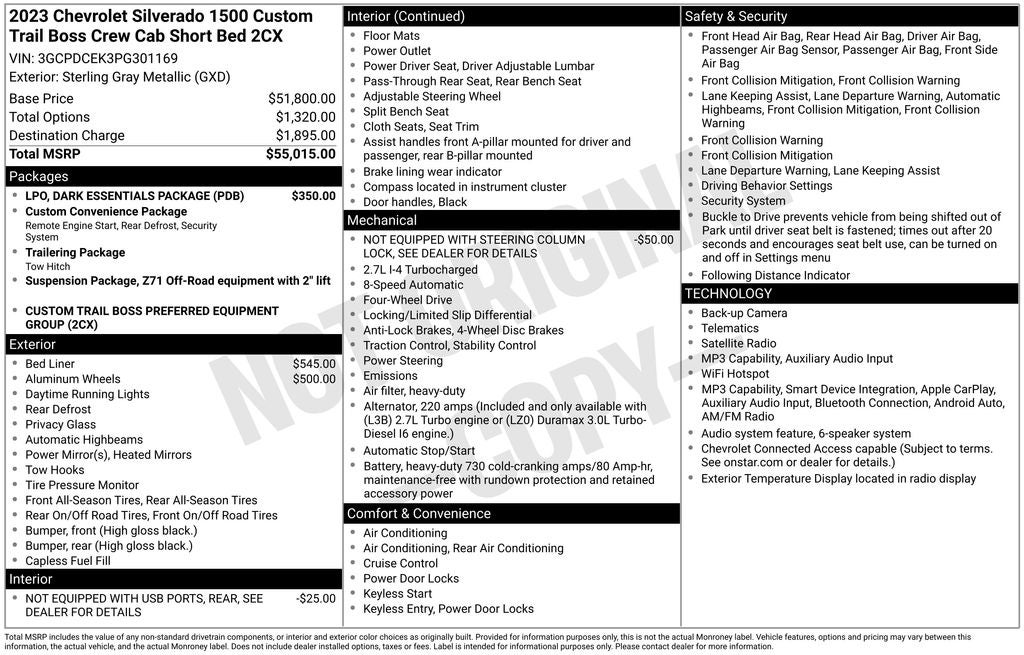 2023 Chevrolet Silverado 1500 Custom Trail Boss