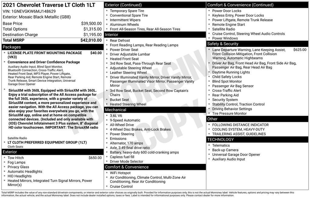 2021 Chevrolet Traverse LT 1LT