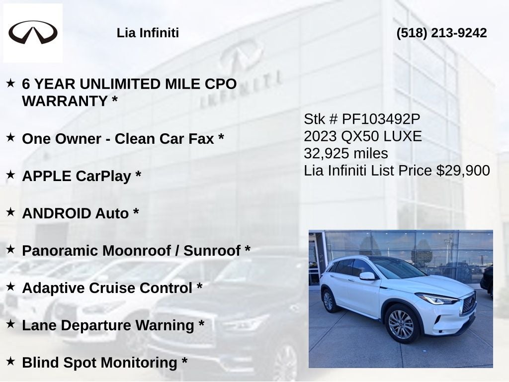 2023 INFINITI QX50 LUXE ***CERTIFIED***