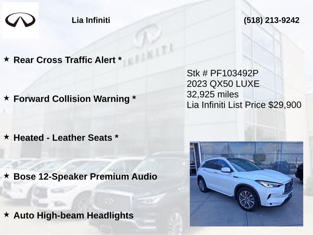 2023 INFINITI QX50 LUXE ***CERTIFIED***