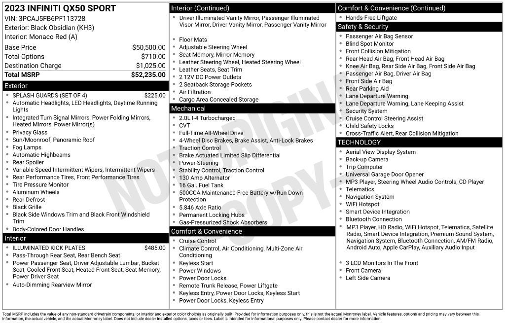 2023 INFINITI QX50 SPORT ***CERTIFIED***
