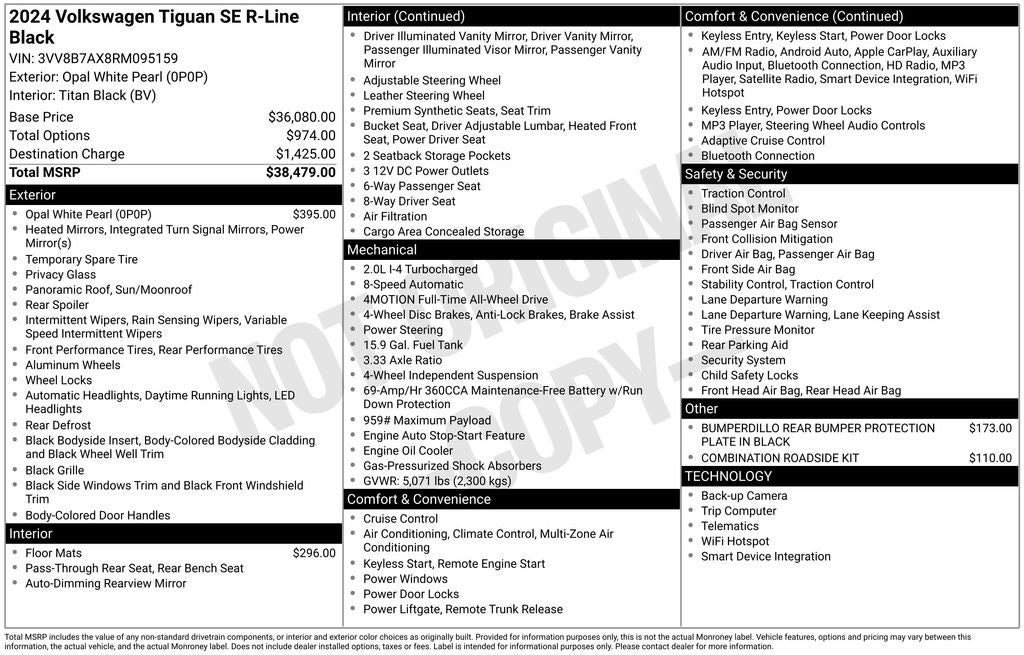 2024 Volkswagen Tiguan 2.0T SE R-Line Black