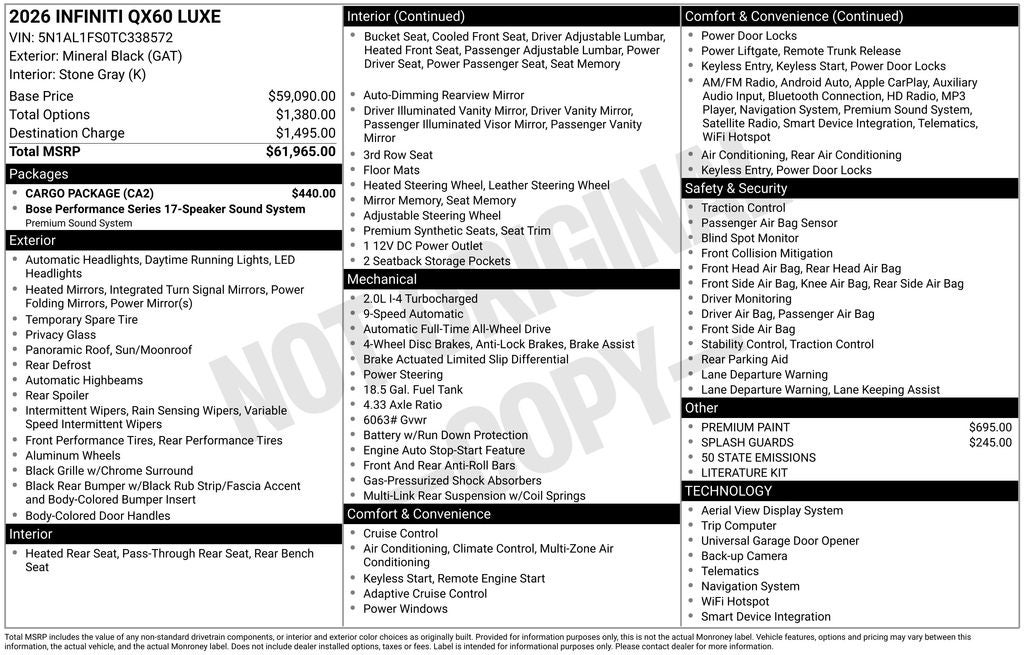 2026 INFINITI QX60 LUXE ***CERTIFIED***