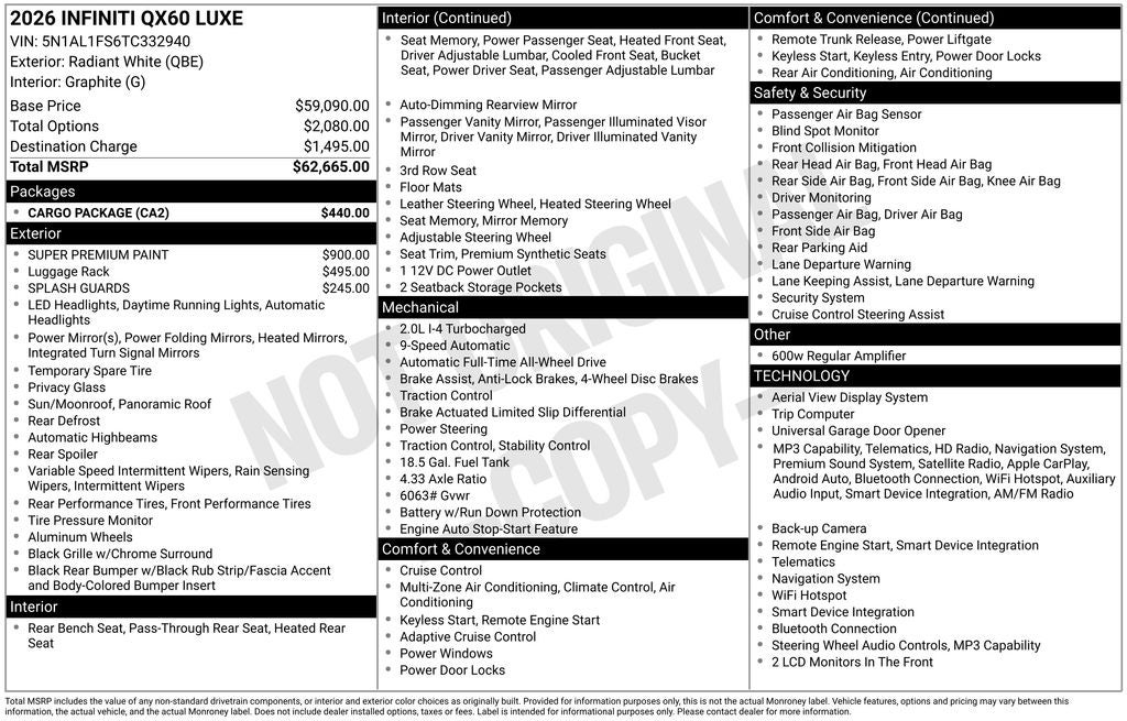 2026 INFINITI QX60 LUXE ***CERTIFIED***