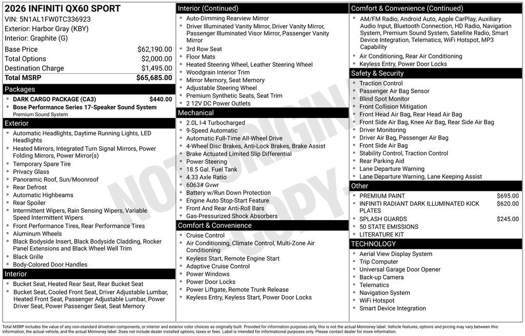 2026 INFINITI QX60 SPORT ***CERTIFIED***
