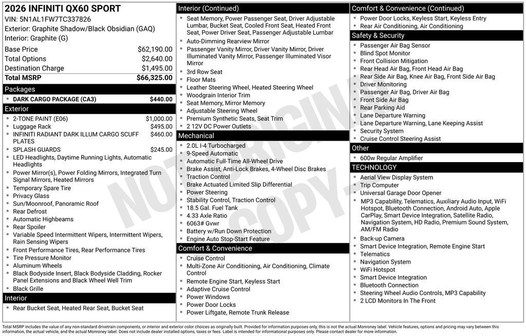 2026 INFINITI QX60 SPORT ***CERTIFIED***