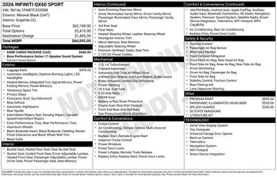 2026 INFINITI QX60 SPORT ***CERTIFIED***