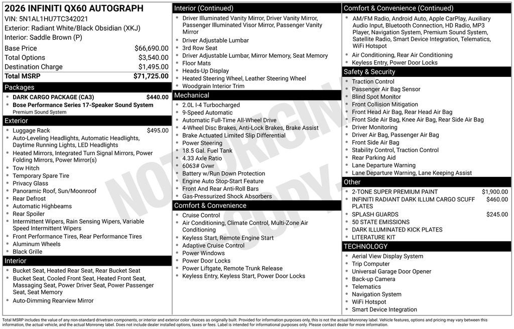2026 INFINITI QX60 Autograph ***CERTIFIED***