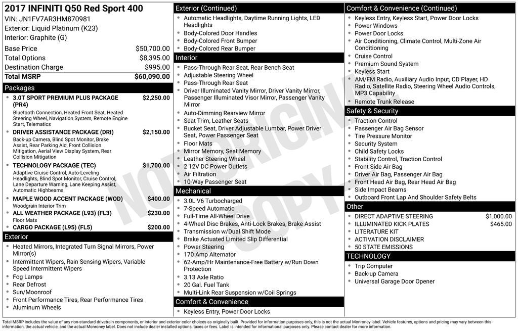 2017 INFINITI Q50 Red Sport 400