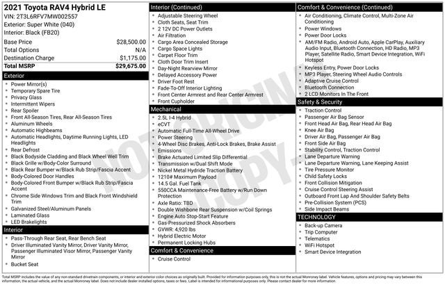 2021 Toyota RAV4 Hybrid LE