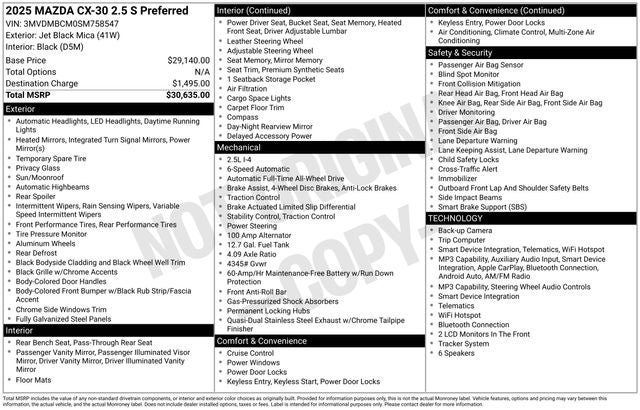 2025 Mazda Mazda CX-30 2.5 S Preferred Package