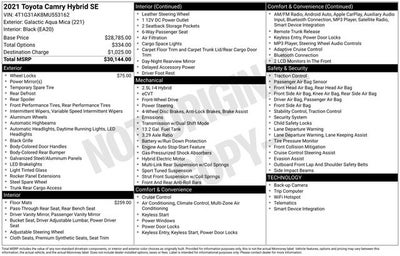 2021 Toyota Camry Hybrid SE