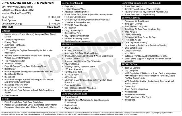 2025 Mazda Mazda CX-50 2.5 S Preferred Package