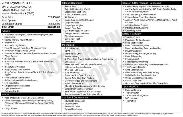 2023 Toyota Prius LE